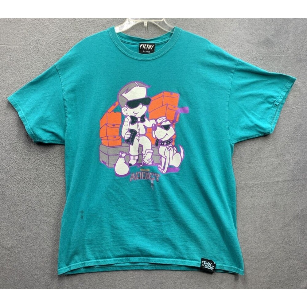 Filthy Dripped Graphic Tee T-Shirt Men's Sneaker Addict Turquoise Crew Neck XL